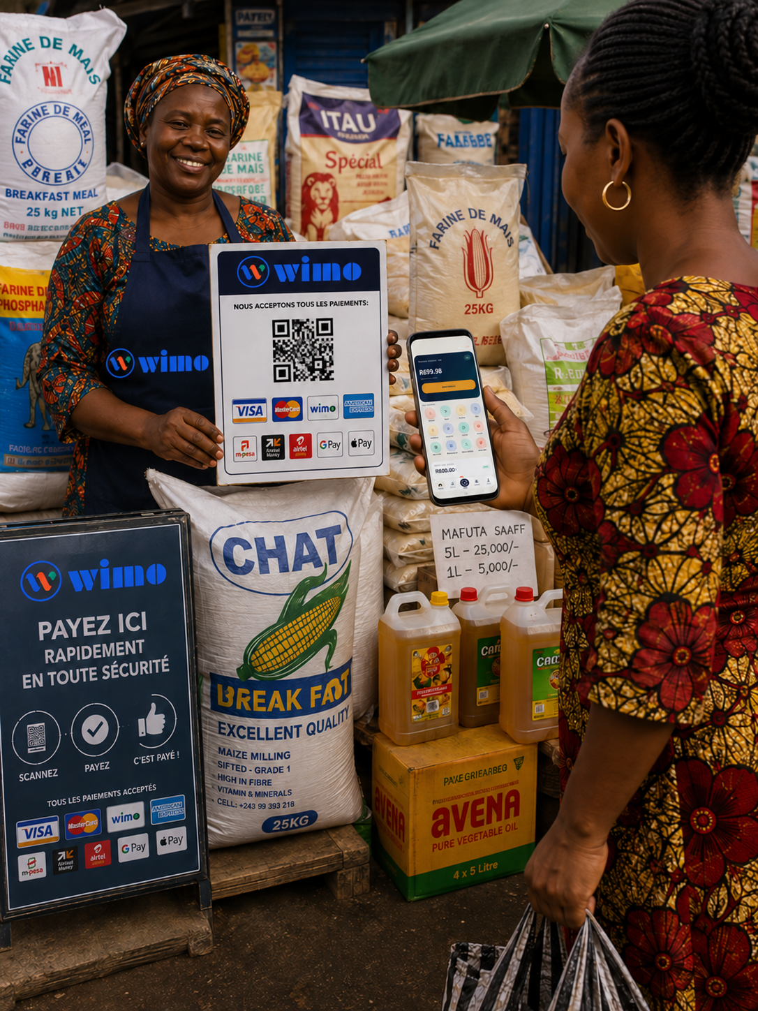 African merchant using Wimo